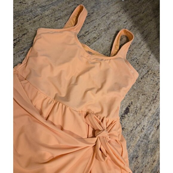 Old Navy Women Wrap-Front Swimsuit Swim Dress Side-Tie Sarong Style M Orange - Picture 4 of 11